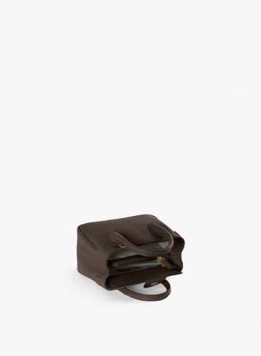 Mini brown genuine leather tote bag