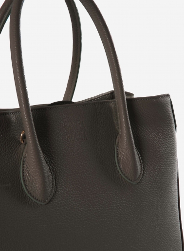 Brown genuine leather tote bag