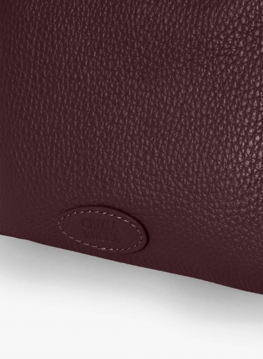 Burgundy genuine leather crossbody bag with three compartments