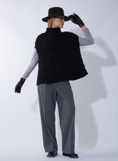 Black wool felt asymmetric fedora hat