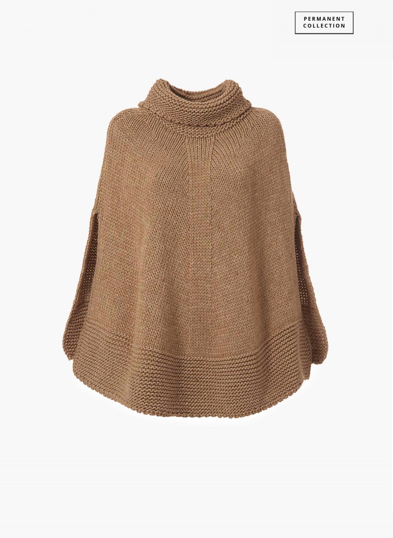 Camel knitted cape