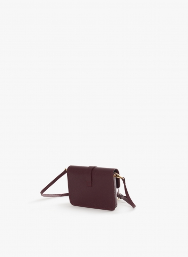 Burgundy genuine leather mini shoulder bag