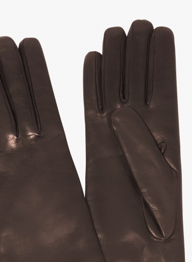 Long brown nappa leather gloves