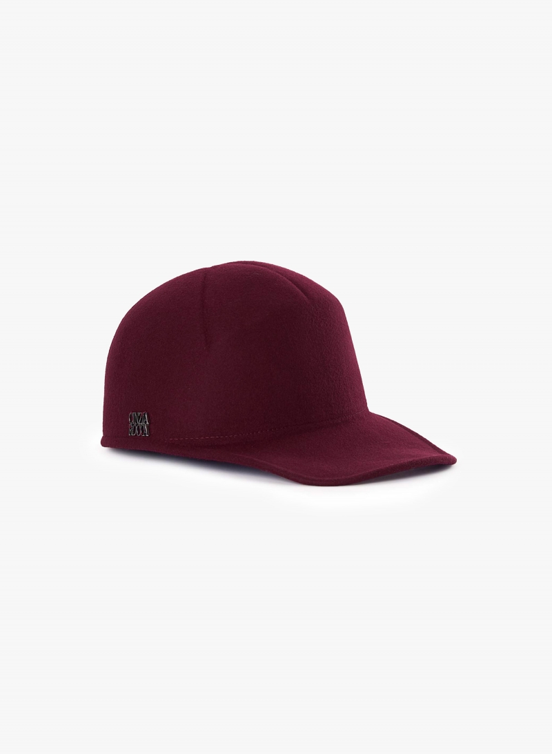 Burgundy wool felt baseball hat