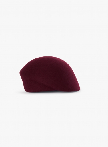 Burgundy asymmetrical wool beret