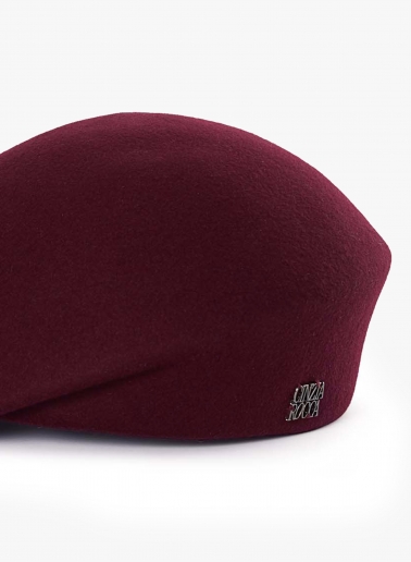 Burgundy asymmetrical wool beret