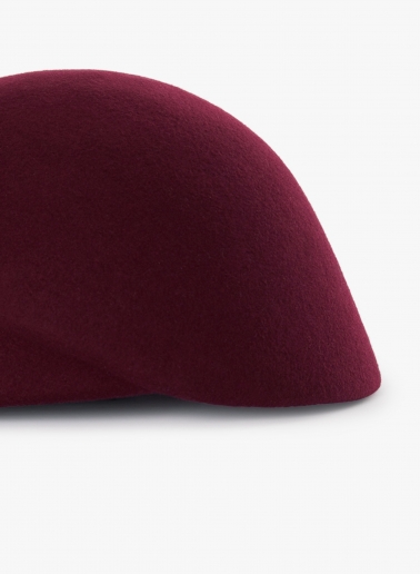 Burgundy asymmetrical wool beret