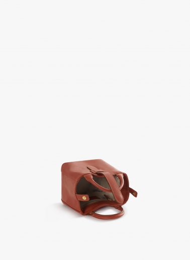 Terracotta colour genuine leather mini handbag with strap