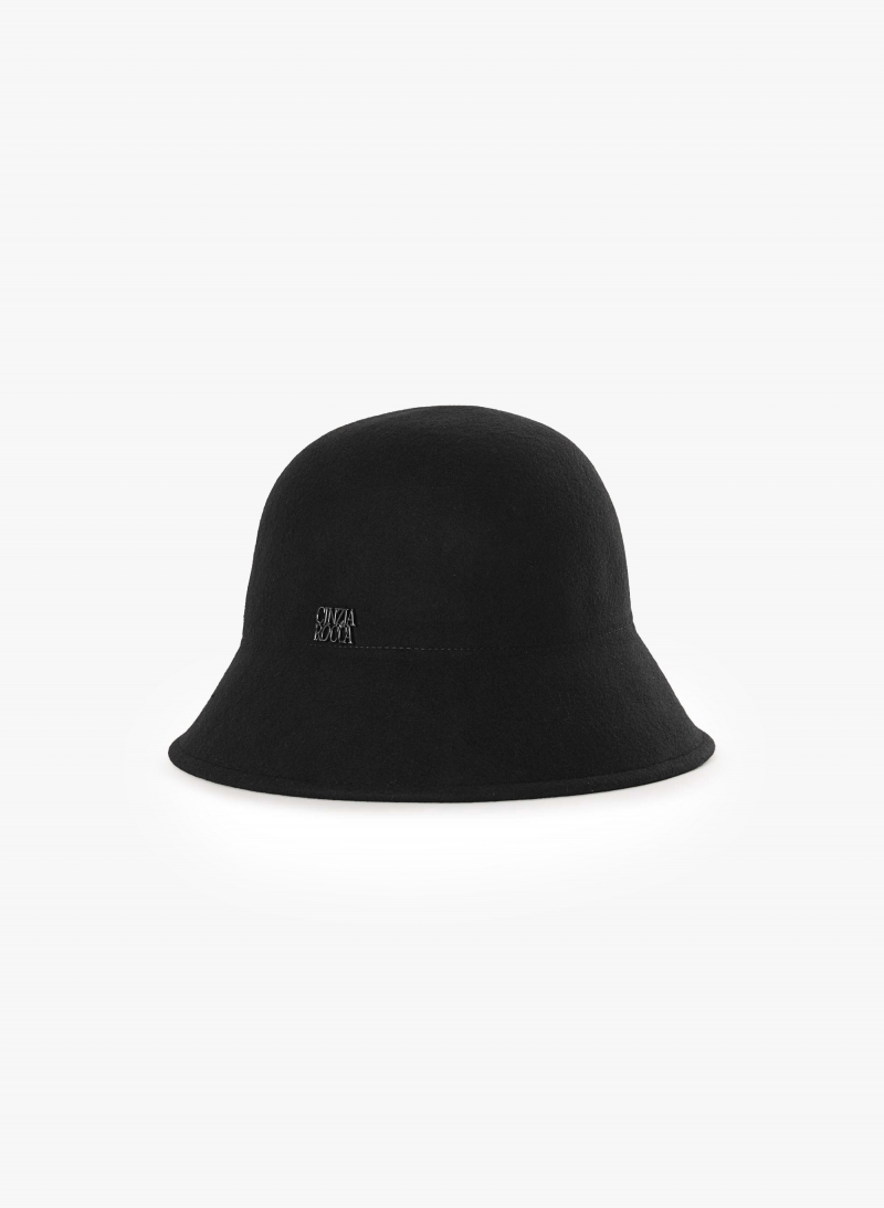 Black wool cloche hat