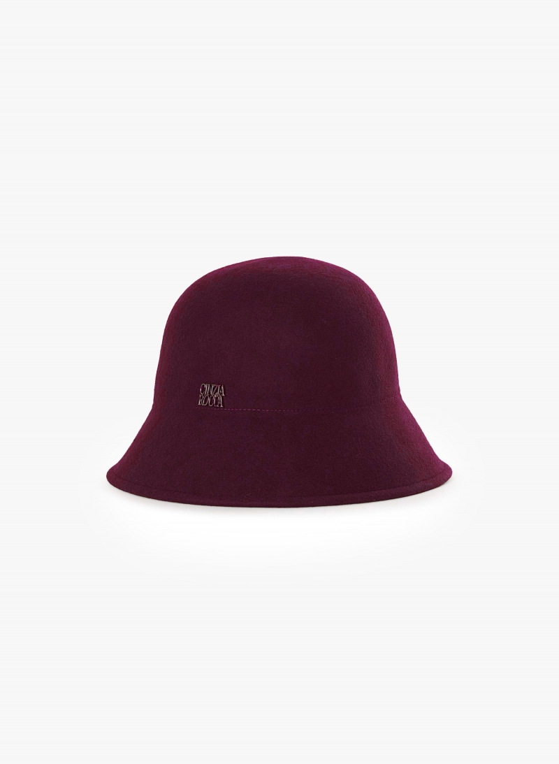 Burgundy wool cloche hat