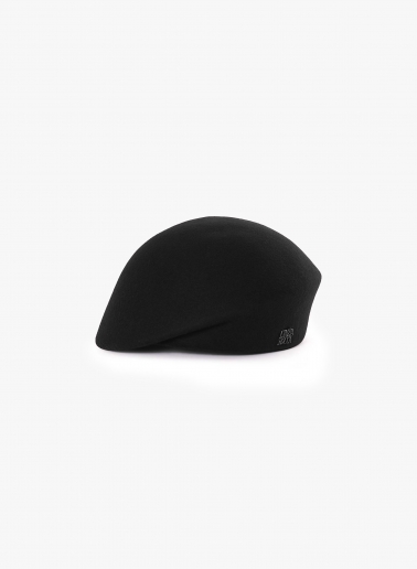 Black asymmetrical wool beret