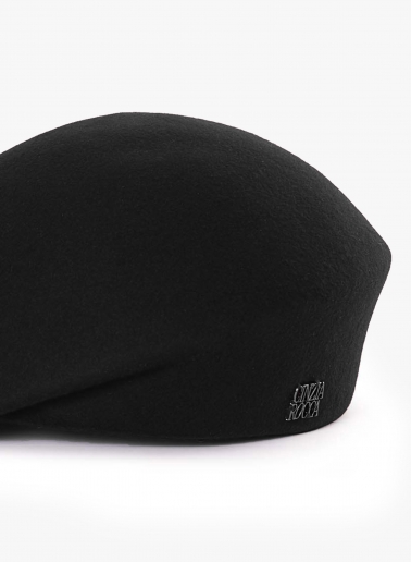 Black asymmetrical wool beret