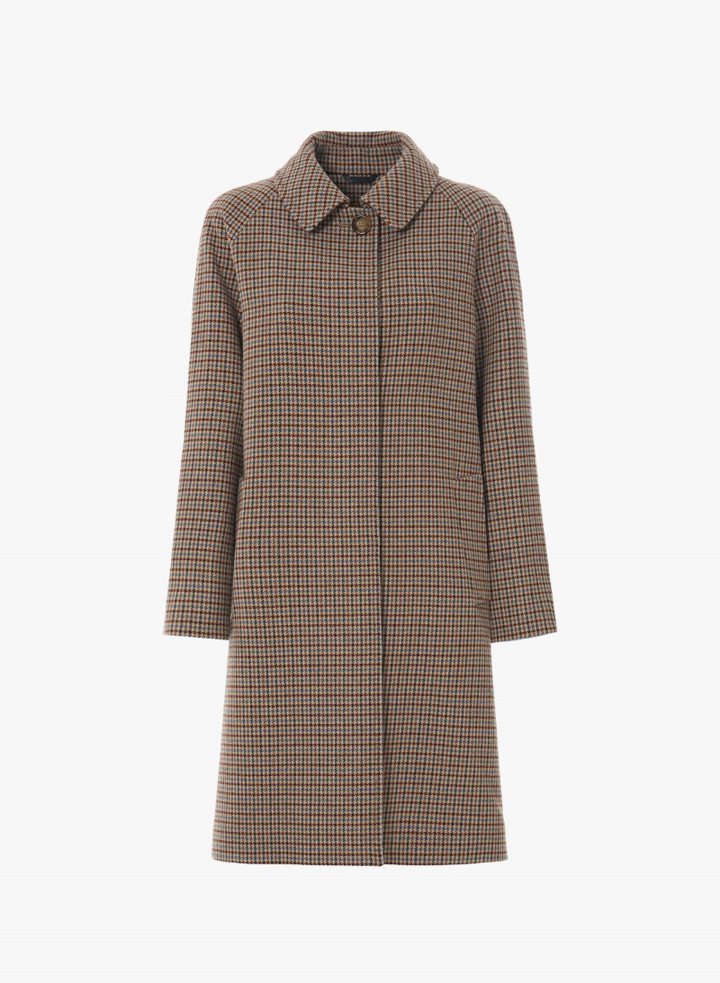 Pure wool micro houndstooth coat with shirt collar