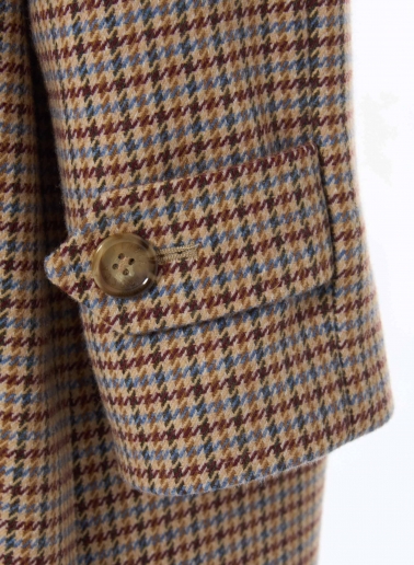 Pure wool micro houndstooth coat with shirt collar