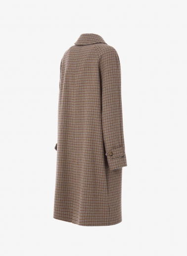 Pure wool micro houndstooth coat with shirt collar