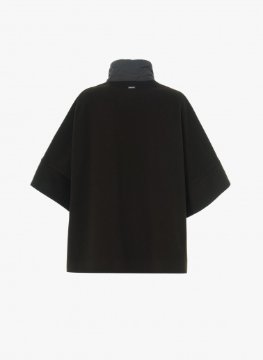 Brown wool and cashmere cape with quilted inserts