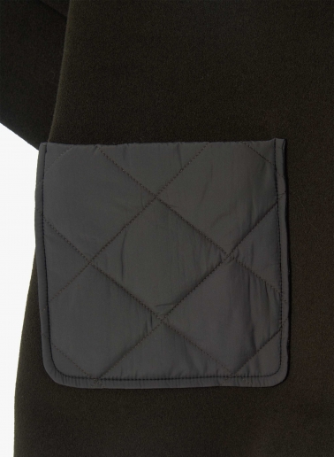 Brown wool and cashmere cape with quilted inserts