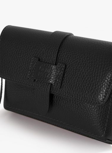 Black genuine leather mini shoulder bag