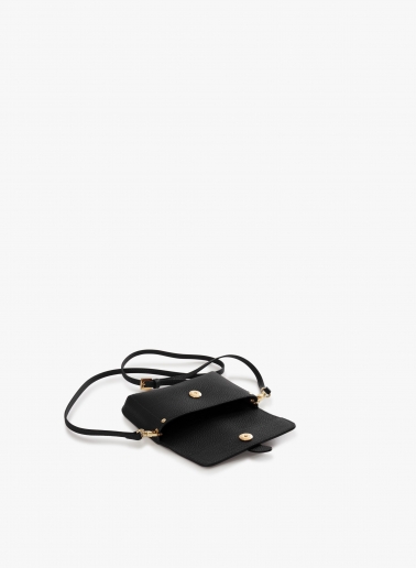 Black genuine leather mini shoulder bag