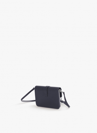 Blue genuine leather mini shoulder bag