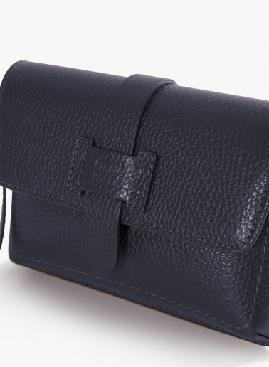Blue genuine leather mini shoulder bag