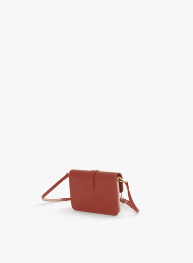 Terracotta colour genuine leather mini shoulder bag