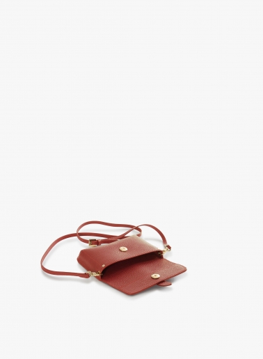 Terracotta colour genuine leather mini shoulder bag