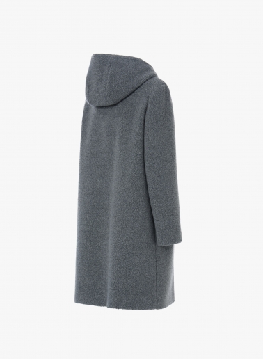 Grey wool parka with fur like finish texture