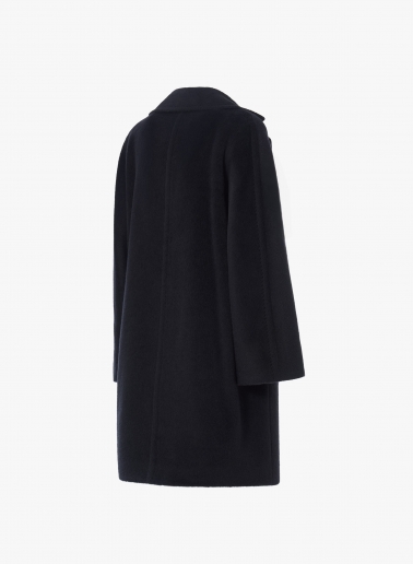 Blue double breasted coat in alpaca and wool