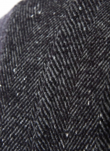 Maxi double breasted black frock coat with lurex micro pattern