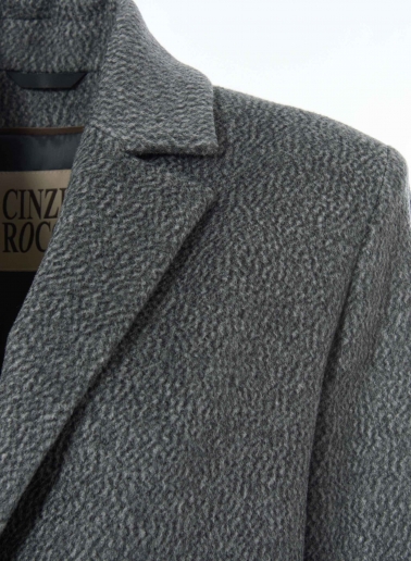 Maxi grey coat in pure cashmere with masculine cut
