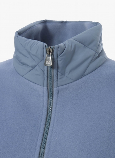 Light blue wool and cashmere cape with quilted inserts