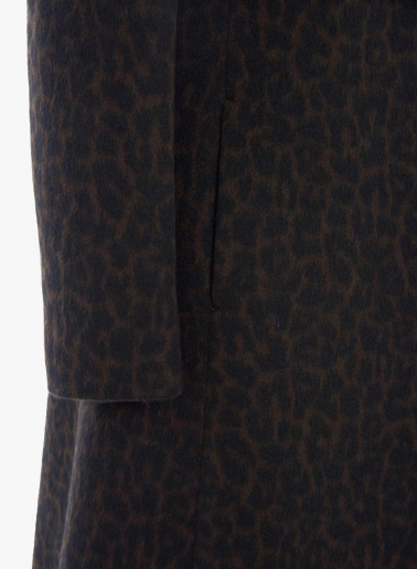 Brown coat with animal pattern and high stand up collar