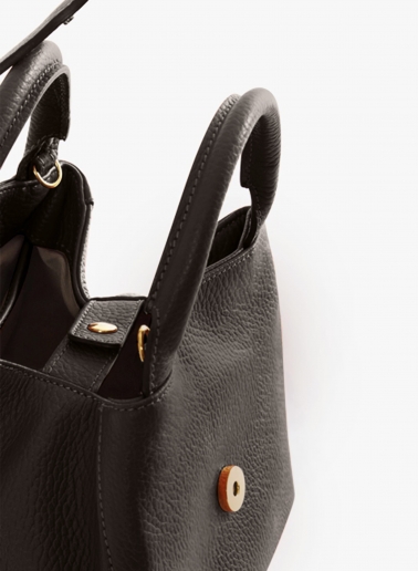 Brown genuine leather mini handbag with strap