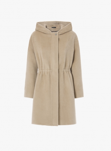 Beige alpaca and wool parka