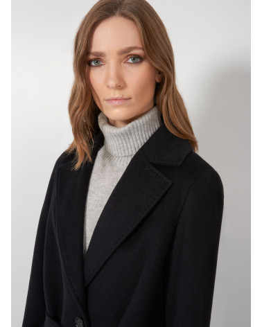 Belted black coat in wool - Cinzia Rocca