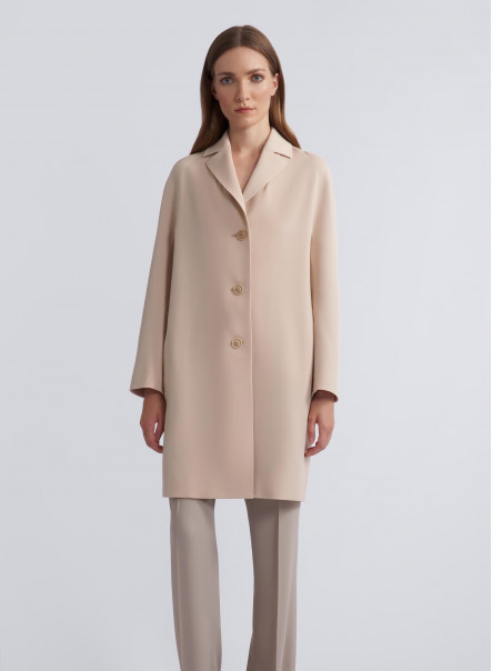 Blush pink color coat with notch collar in RWS certified sustainable w