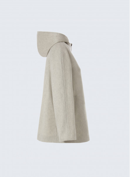 Reversible grey jacket with hood in cashmere and wool