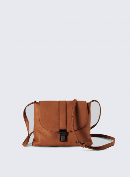 Genuine leather small shoulder bag in tobacco color - Cinzia Rocca