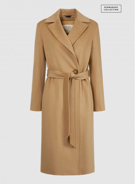 Alpaca and wool coat with high stand up 