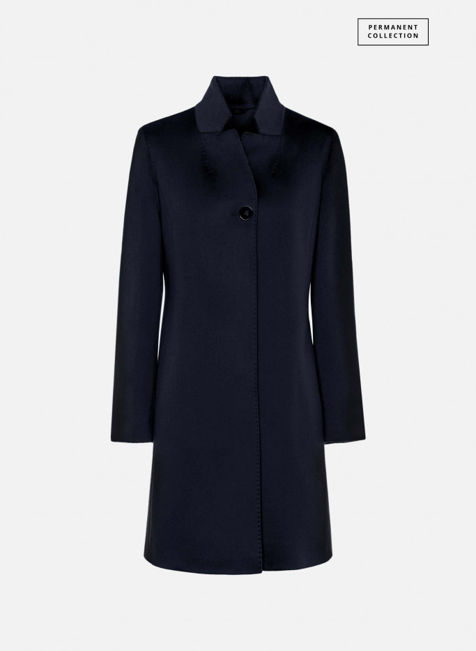 Coat with inverted notch collar in wool