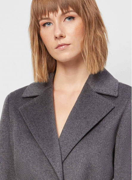 Cashmere belted coat with notch collar
