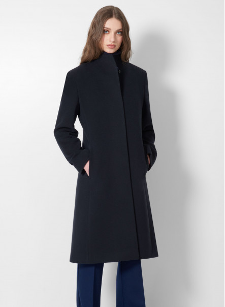 cashmere coat with high stand up collar 