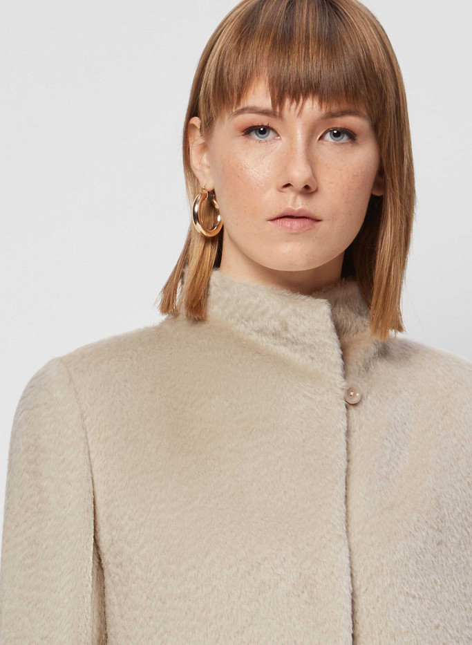Alpaca and wool coat with high stand up collar - Cinzia Rocca
