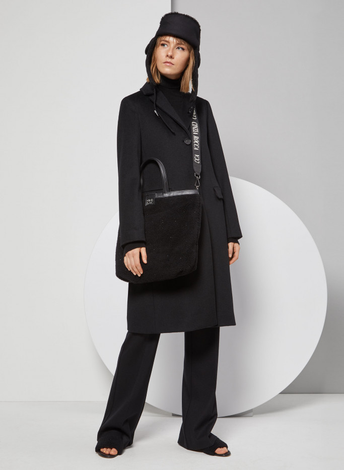 Wool coat with small notch collar