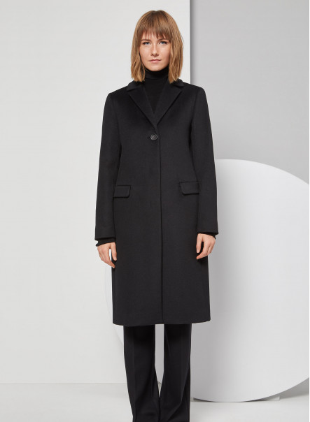 Wool coat with small notch collar