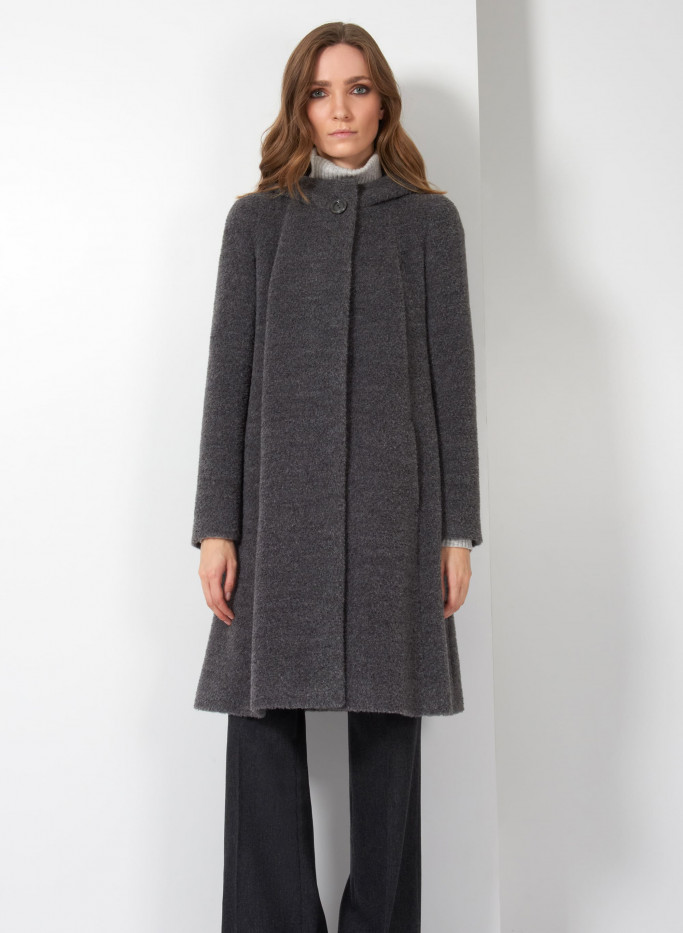 Wool and alpaca coat with hooded collar - Cinzia Rocca