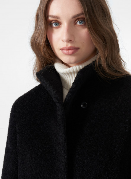 Wool and alpaca coat with high stand collar - Cinzia Rocca