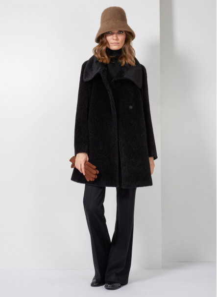 alpaca coat with crossover collar 