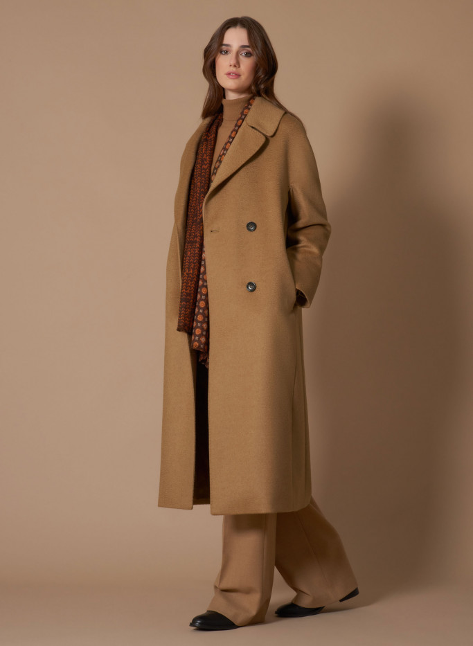 Long double breasted coat in camel hair - Cinzia Rocca